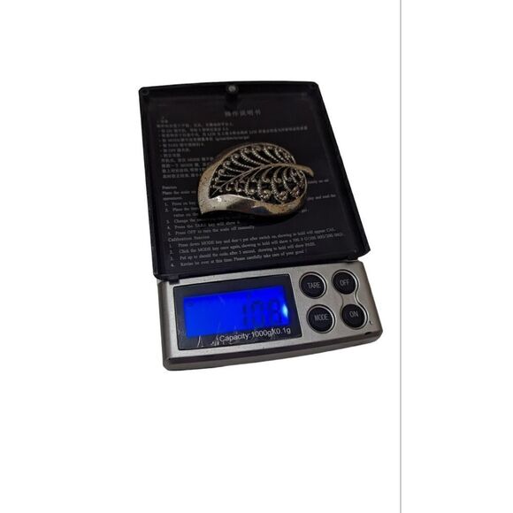 Vintage Danecraft Ornate Sterling Silver Signed Leaf Brooch - Picture 5 of 5